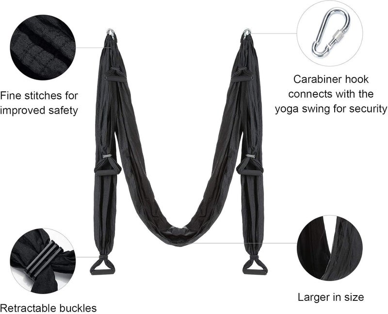 ZELUS Aerial Yoga Swing Sling Strong Yoga Hammock Kit Set Trapeze Inversion Equipment Include 2 Extensions Straps and Ceiling Mounting Kit - Image 3