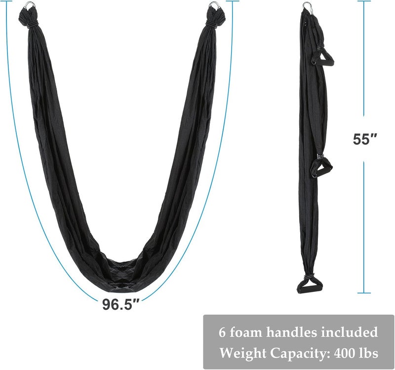 ZELUS Aerial Yoga Swing Sling Strong Yoga Hammock Kit Set Trapeze Inversion Equipment Include 2 Extensions Straps and Ceiling Mounting Kit - Image 4