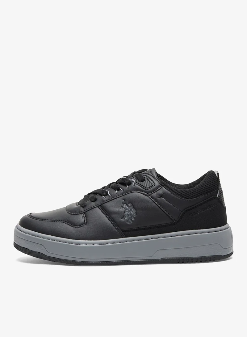 U.S. Polo Assn. Men's Black Low-Top Casual Sneakers - Dual-Tone Sole Lace-Up Design Shoes for Everyday Style