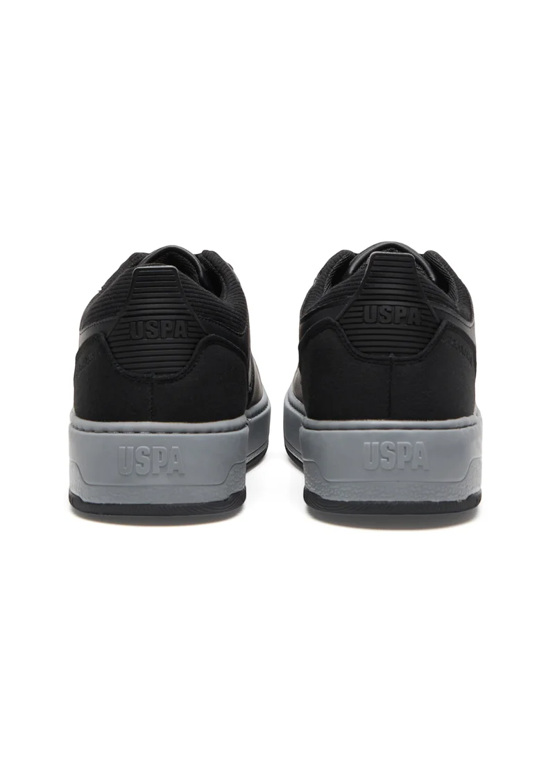 U.S. Polo Assn. Men's Black Low-Top Casual Sneakers - Dual-Tone Sole Lace-Up Design for Everyday Style