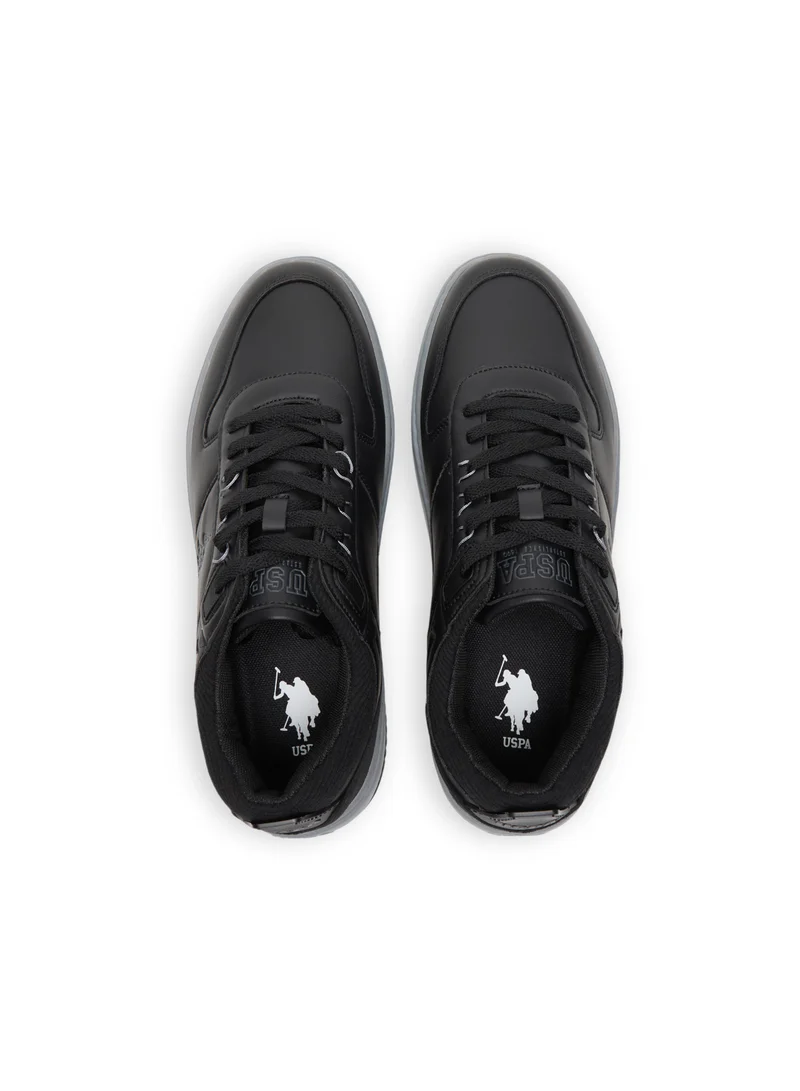 U.S. Polo Assn. Men's Black Low-Top Casual Sneakers - Dual-Tone Sole Lace-Up Design for Everyday Style