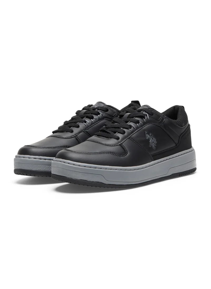U.S. Polo Assn. Men's Black Low-Top Casual Sneakers - Dual-Tone Sole Lace-Up Design for Everyday Style