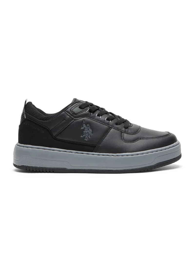 U.S. Polo Assn. Men's Black Low-Top Casual Sneakers - Dual-Tone Sole Lace-Up Design for Everyday Style