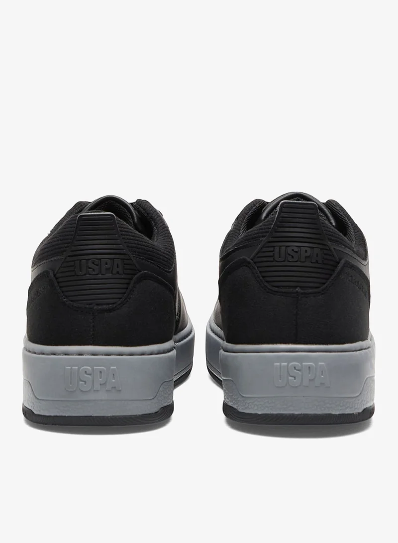 U.S. Polo Assn. Black Men's Black Low-Top Casual Sneakers - Dual-Tone Sole Lace-Up Design Shoes for Everyday Style for Men | Best Price UAE