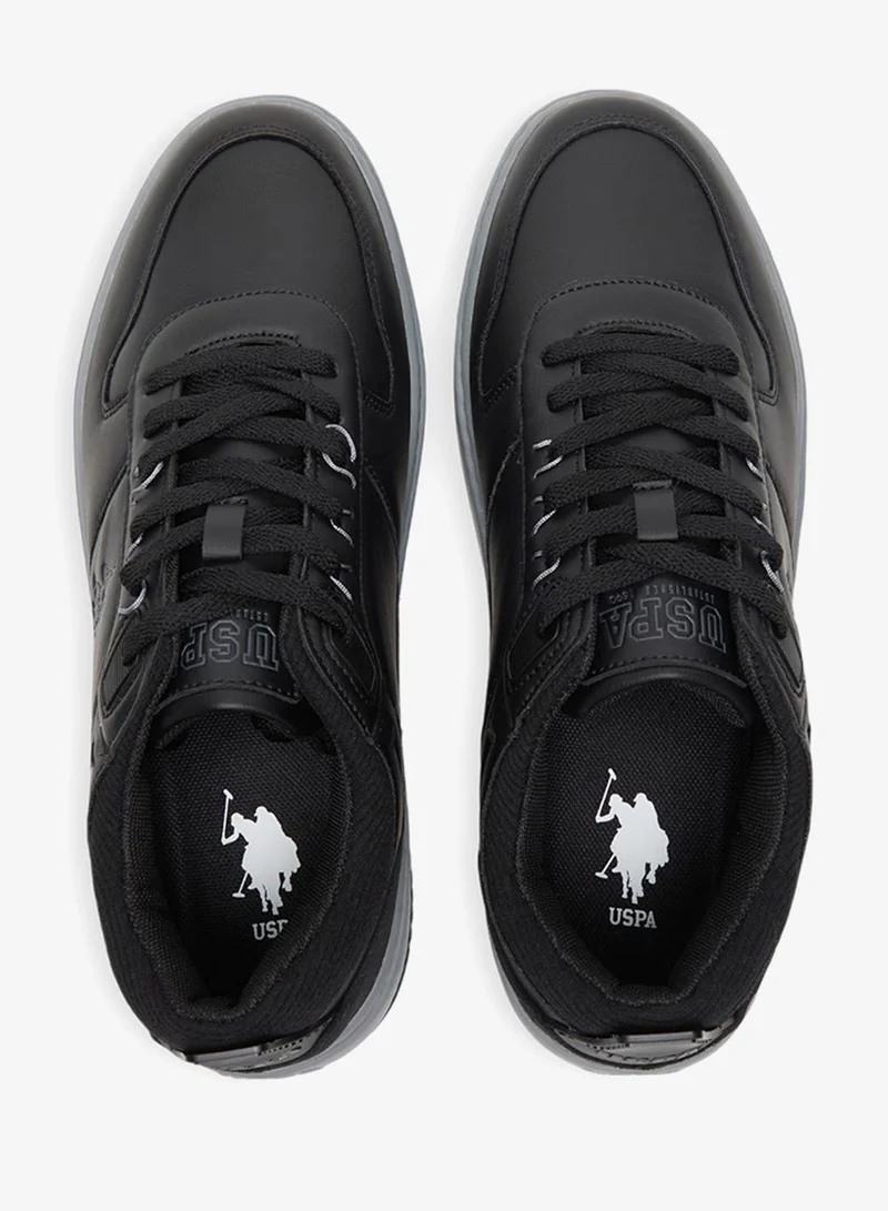 U.S. Polo Assn. Black Men's Black Low-Top Casual Sneakers - Dual-Tone Sole Lace-Up Design Shoes for Everyday Style for Men | Best Price UAE