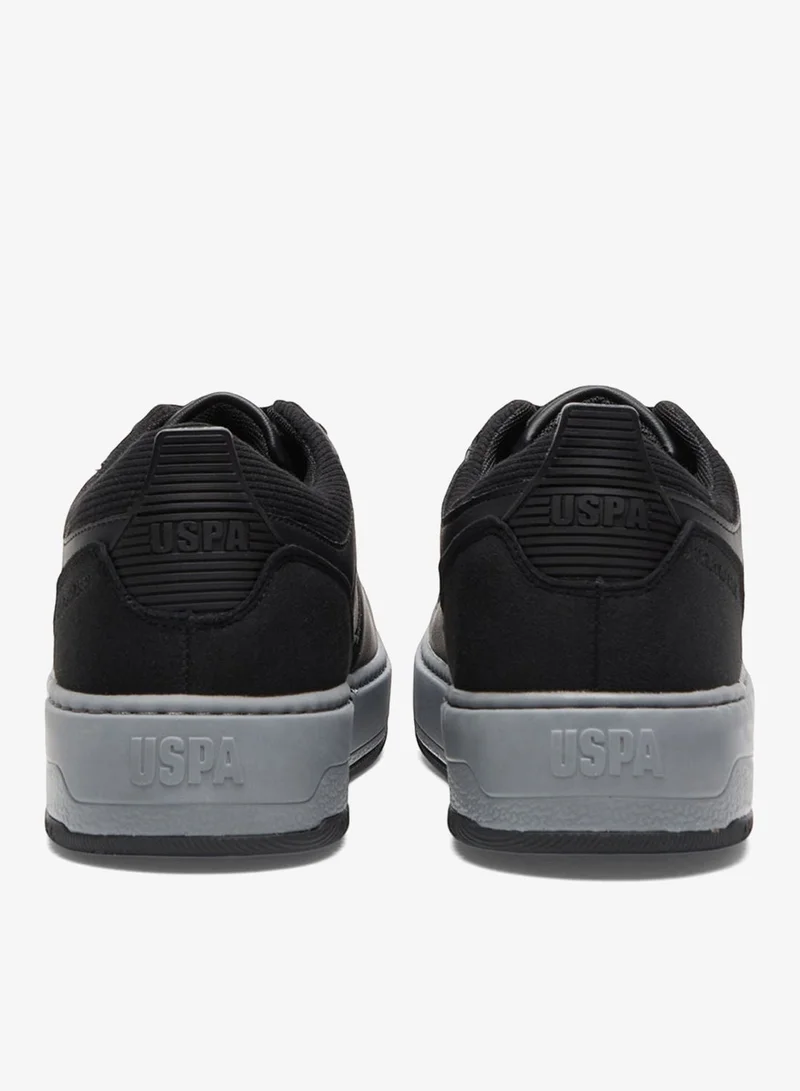 U.S. Polo Assn. Black Men's Black Low-Top Casual Sneakers - Dual-Tone Sole Lace-Up Design Shoes for Everyday Style for Men | Best Price UAE