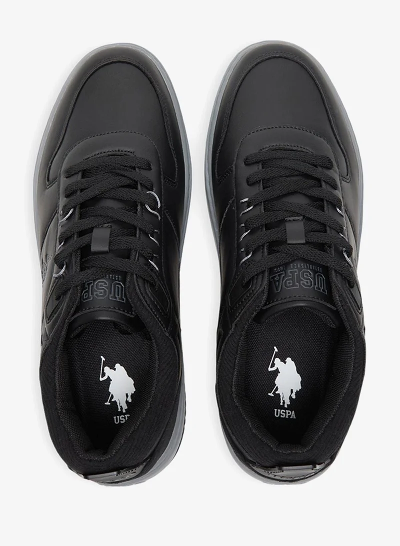 U.S. Polo Assn. Black Men's Black Low-Top Casual Sneakers - Dual-Tone Sole Lace-Up Design Shoes for Everyday Style for Men | Best Price UAE