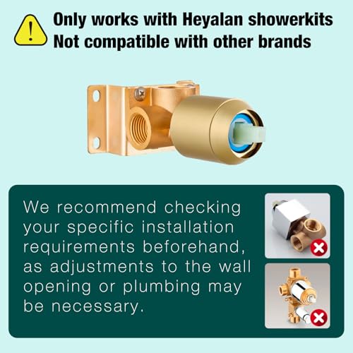 Heyalan Shower Faucet Set with Valve Bathroom Rainfall Shower System Wall Mount Single Handle Shower Trim Kit Rainfall Fixed Shower Head 8 Inch Square Shower HeadBrushed Gold - Image 3