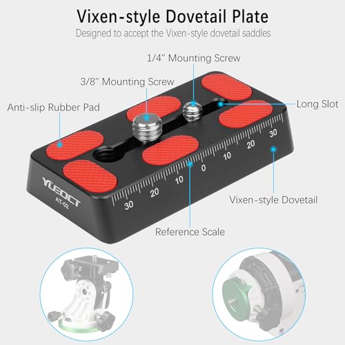 YUEOCT 80mm/3.15" Telescope Rail Bar Vixen Style Dovetail Mounting Plate, with 1/4" 3/8" D Ring Camera Screw for Telescope Saddle Mount Base OTA Equatorial Head Tripod Adapter Sky Astrophotography - Image 2