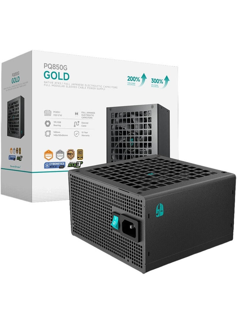 ديب كول مزود طاقة ديب كول PQ850G معياري بالكامل، 850 واط، 80 بلس ذهبي، ATX12V V3.1، أسود - Image 1