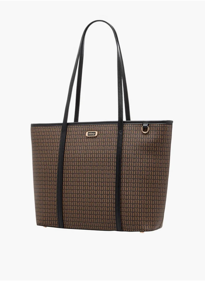 MISSY Women's Monogram Print Tote Bag with Double Handle and Pouch