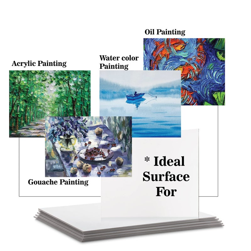 Eduway® Canvas Board for Painting- (12x18) | Premium Quality 7Oz Pre-Primed Cotton Canvas Board for Artists & Beginners | Ideal for Acrylic, Oil, Gouache, Pastels Colors (Pack of 6) (30x45 cms) - Image 2