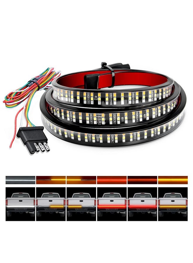 Nilight Nilight Truck Tailgate Light Strip 48" Triple Row 360 LED Strip with Red Running Brake Lights White Reverse Light Amber Turning Signals Strobe Lights，2 Years Warranty  - Image 1