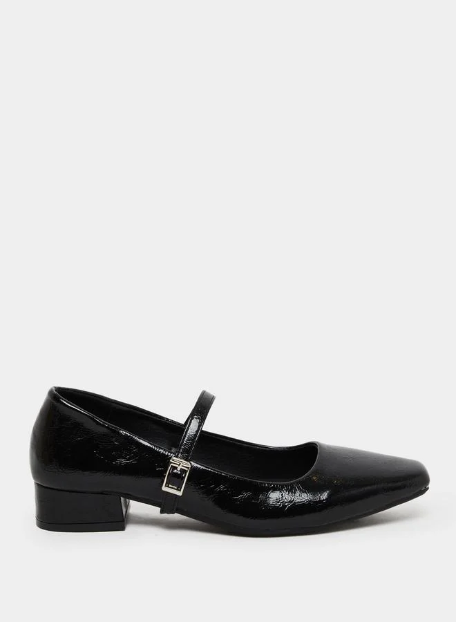 Take Two Black Block Heel Mary Jane Shoes