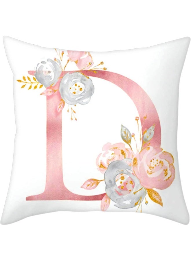 Eanpet Throw Pillow Covers Alphabet Decorative Pillow Cases ABC Letter Flowers Cushion Covers 18 x 18 Inch Square Pillow Protectors for Sofa Couch Bedroom Car Chair Home Decor (D) - Image 4