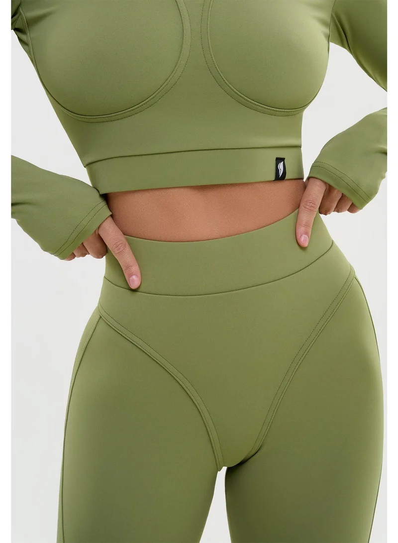 Bona Fide Rashguard Extra Olive Rashguard Extra Crop Long Sleeve Gym Top for Women for Women | Best Price UAE