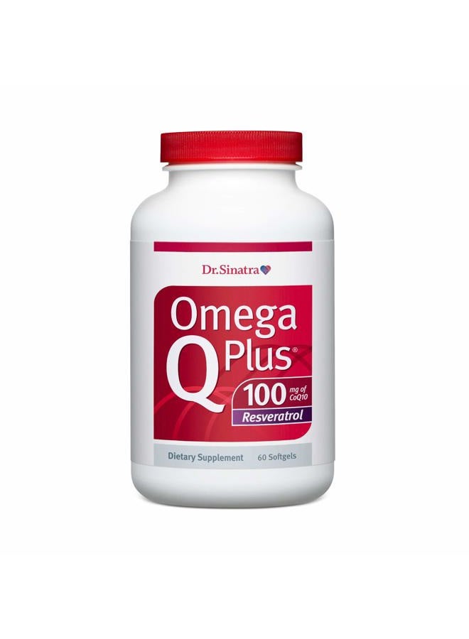 Dr. Sinatra Omega Q Plus 100 Resveratrol – Omega-3 Supplement Supports Heart Health and Provides Antioxidant Power with 100mg of CoQ10 and Resveratrol (60 softgels) - Image 1