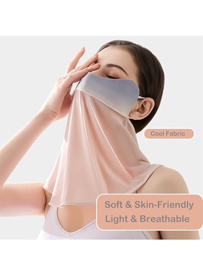 Generic 2Pcs UV Face Mask, Ice Silk Cooling Neck Gaiter, Breathable Sun Protection for Outdoor Sports, Washable Reusable (Gradient Pink + Gradient Blue) - Image 4