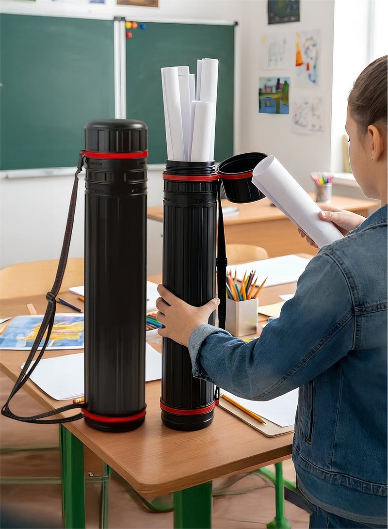 Expandable Chart Tube 60–90 cm, Poster Holder with Strap, Durable Plastic Case - Image 5