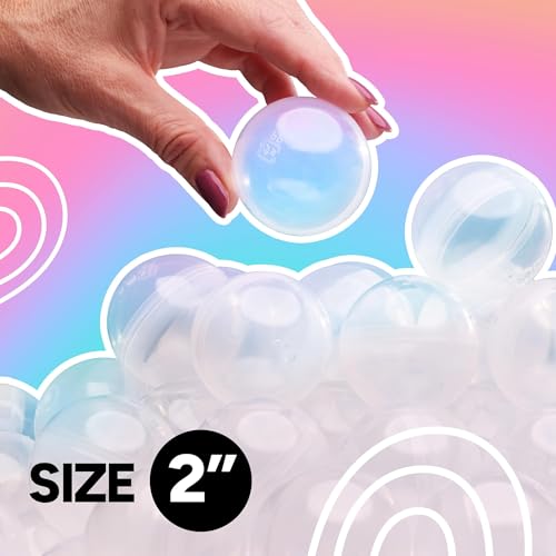 Entervending Empty ClearColored Round Capsules 2 inch 25 pcs Bulk 7 Colors Capsule for Toy Gumball Machines Plastic Containers Surprise for Kids Party - Image 5