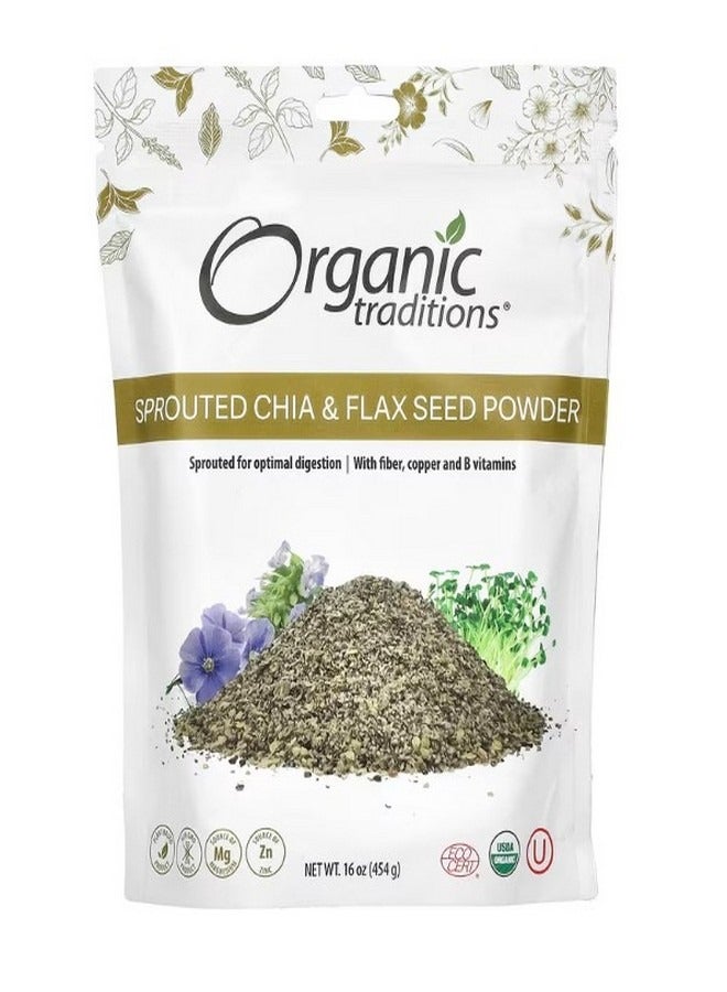 Organic Traditions Sprouted Chia and Flax Seed Powder 16 oz 454 g - Image 1