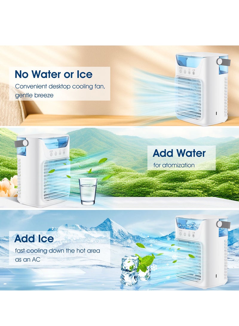 SYOSI Portable Air Conditioners, 3 Wind Speeds and 7 LED Lights Evaporative Personal Air Cooler, 4 in 1 Portable AC with 650ml Large Water Tank, Mini Air Conditioner for BedroomCarHomeCampingRoom - Image 2