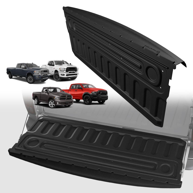 TripleAliners حصيرة شاحنة TripleAliners متوافقة مع رام 1500&2500/3500HD من 2009-2018 و2009-2026&كلاسيك 19-24 ملحقات باب الشاحنة، حصيرة باب الشاحنة مصممة لتناسب جميع الأحوال الجوية، مع واقي غطاء باب الشاحنة - Image 1
