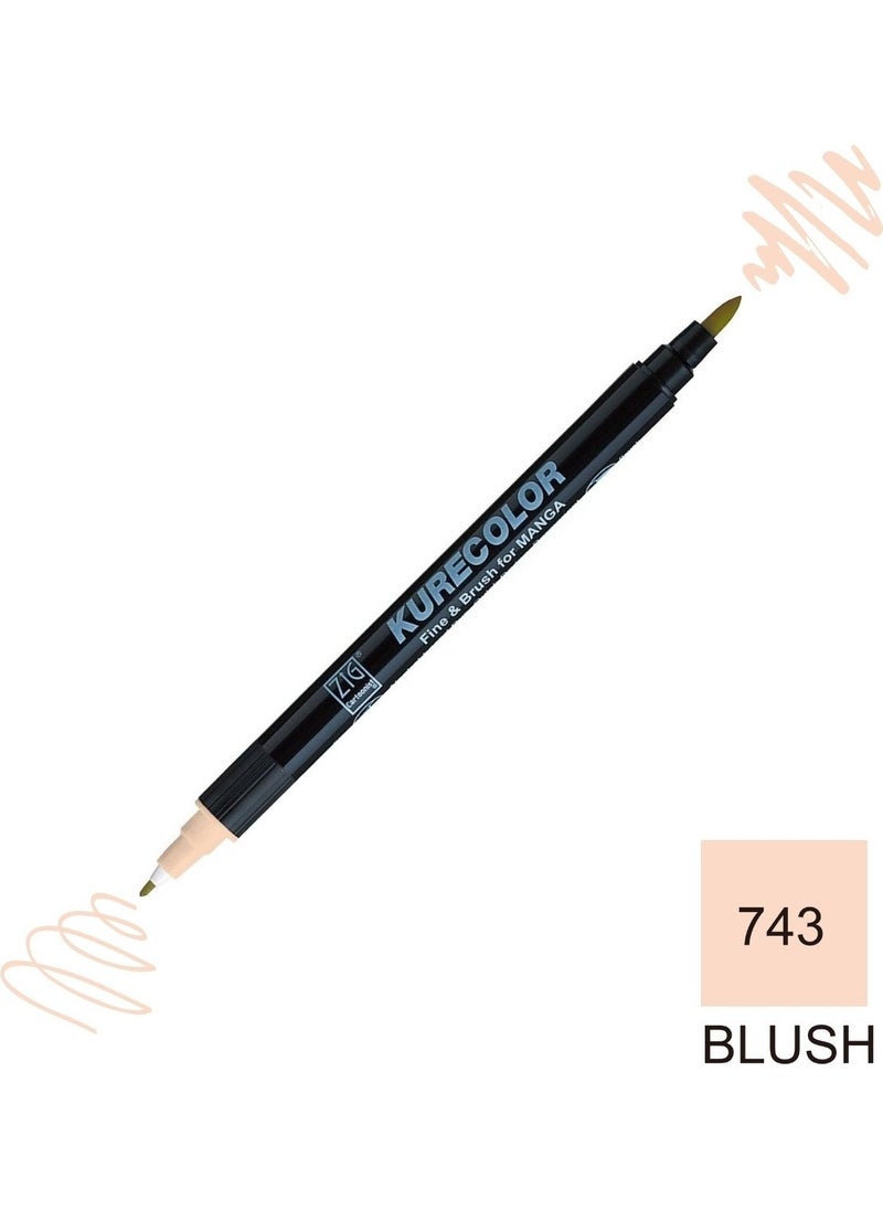 Zig Kurecolor Mangaka Fine&brush Double-Sided Pen CNKC-2200 No 743 Blush  - Image 5