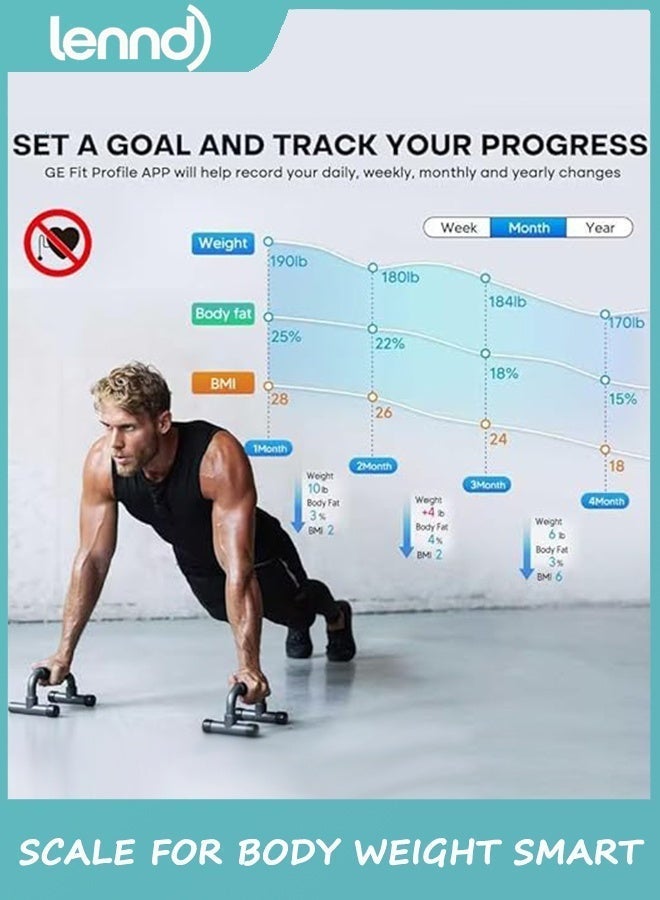 LENND Weight Scale: Digital Bathroom Body Fat Scales227kg for BMI Muscle Bluetooth Smart Weight Monitor 30cm Large Platform Weighing Machine Health Analyzer with App Dark Blue - Image 2