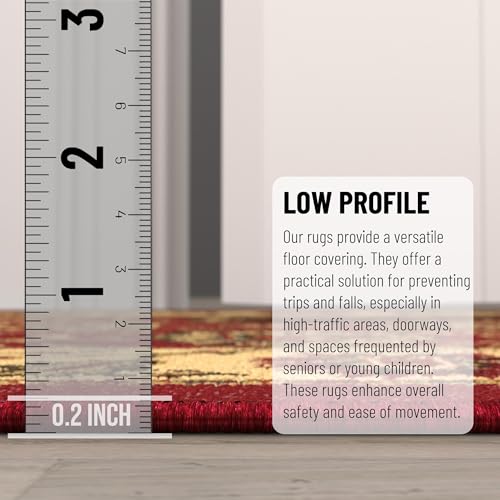 Ottomanson Hallway Runner Rug 20" x 59" Non Slip Oriental Area Rugs Easy to Clean Laundry Rug Runner Durable & Pet Friendly Floor Carpet Runners for Hallways Entryway Living Room Kitchen, Red - Image 4