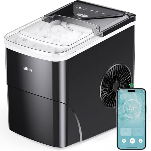 Silonn Smart Countertop Ice Maker, Compact Wi-Fi Ice Maker with App Control, 9 Cubes in 6 Mins, 26 lbs per Day, 2 Ice Cube Sizes, Portable Ice Maker with Self-Cleaning for Kitchen/Office/RV - Image 1