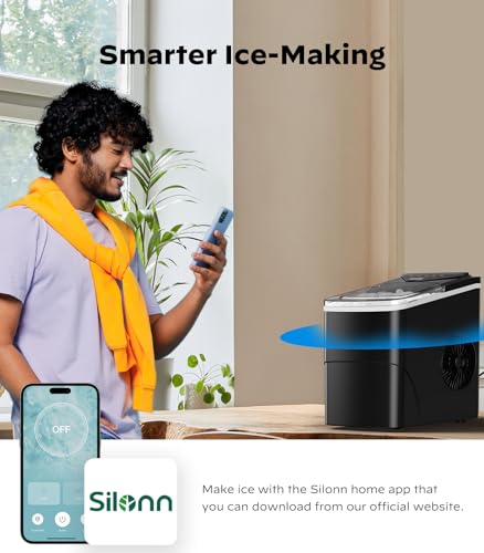 Silonn Smart Countertop Ice Maker, Compact Wi-Fi Ice Maker with App Control, 9 Cubes in 6 Mins, 26 lbs per Day, 2 Ice Cube Sizes, Portable Ice Maker with Self-Cleaning for Kitchen/Office/RV - Image 2