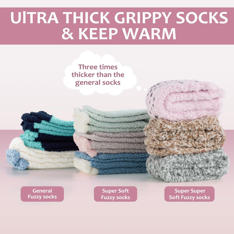 Revosoxs Fuzzy Grip Socks for Women Men,Thick Warm Slipper Cozy Fluffy Non Slip Ankle Valentines Fuzzy socks With Grips.ï¼ˆGrey+Purple+Pink+Brownï¼‰ - Image 3