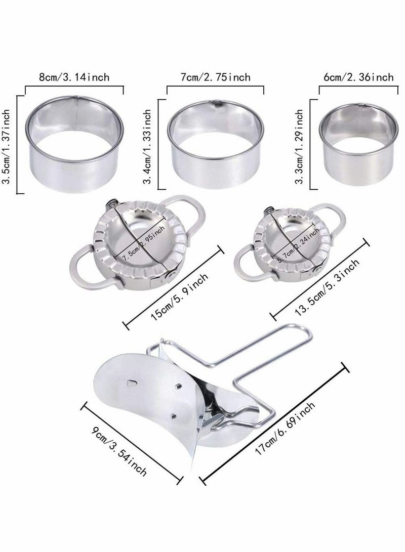 NIBEMINENT Dumpling Maker, 2 Pieces Molds, Skin Roller, 3 Cutter Pie Ravioli Empanadas Press Mold, Stainless Steel Kitchen Accessories - Set of 6 pcs - Image 5
