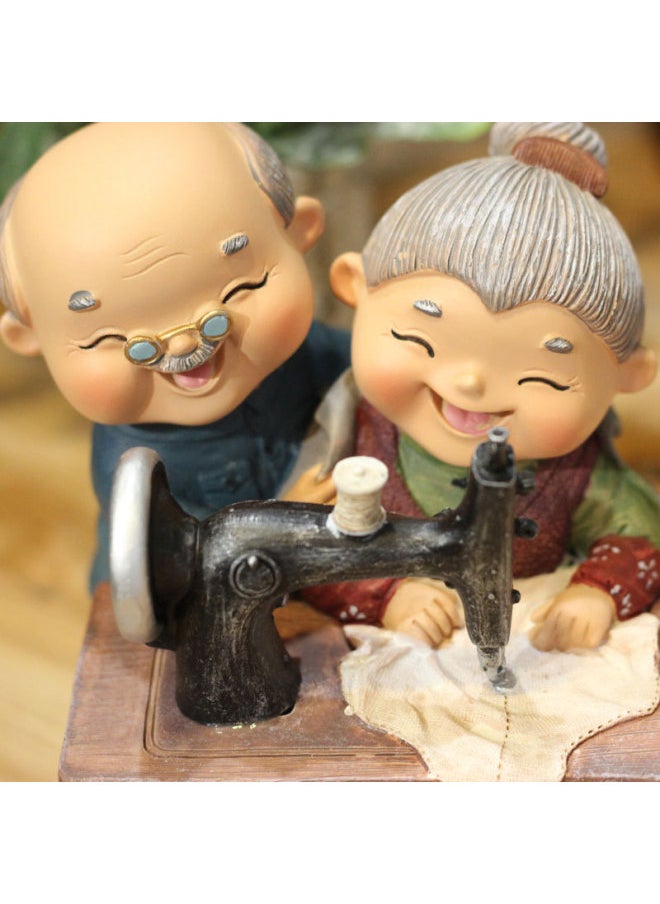 Generic Accompanied By Old And Old Chinese Resin Car Ornaments Craft Grandpa Grandma Savings Piggy Bank W935-Color:935-3 Cooking  - Image 4