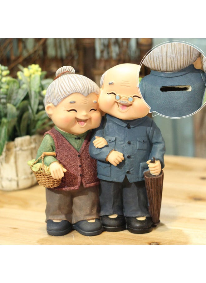 Generic Accompanied By Old And Old Chinese Resin Car Ornaments Craft Grandpa Grandma Savings Piggy Bank W935-Color:935-3 Cooking  - Image 2