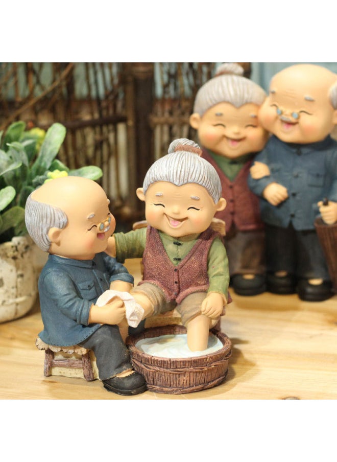 Generic Accompanied By Old And Old Chinese Resin Car Ornaments Craft Grandpa Grandma Savings Piggy Bank W935-Color:935-3 Cooking  - Image 1