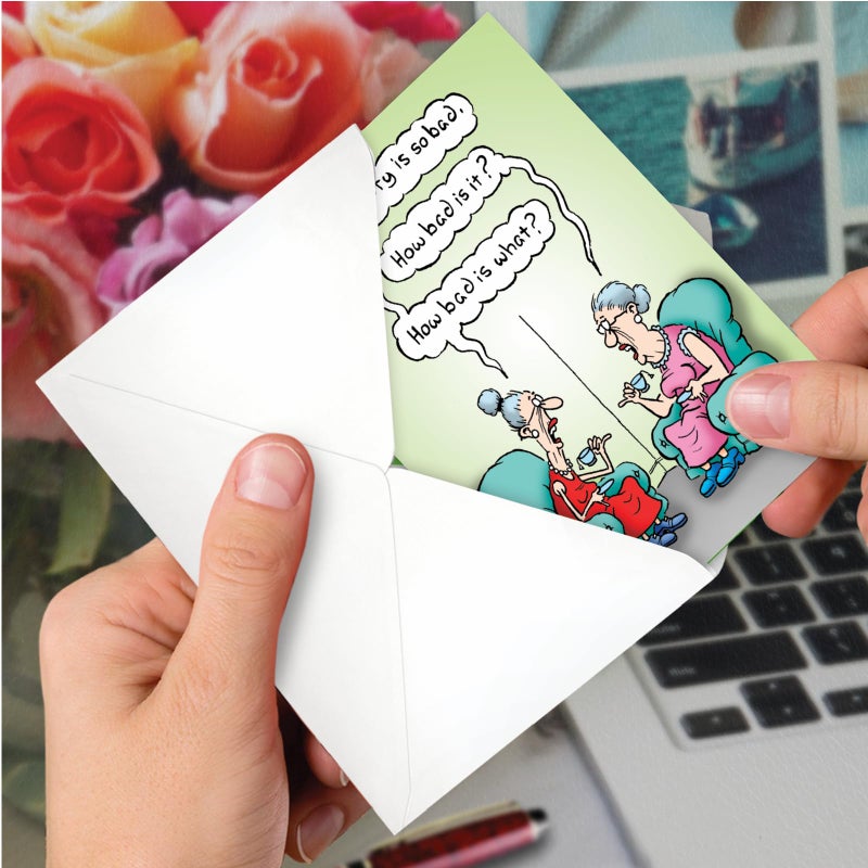 NobleWorks - 1 Funny Birthday Card for Women, Wife - Happy Bday Cartoon, Woman Notecard with Envelope - Bad Memory C3680BDG - Image 4