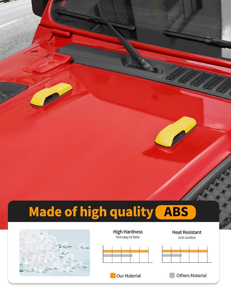 Hoolcar Hood Hinge & Hood Latch & Side Fender Air Vent Cover Kit for 2018-2026 Jeep Wrangler JL JLU & Gladiator JT ABS Exterior Accessories Cover Trim, 6PCS Yellow - Image 2