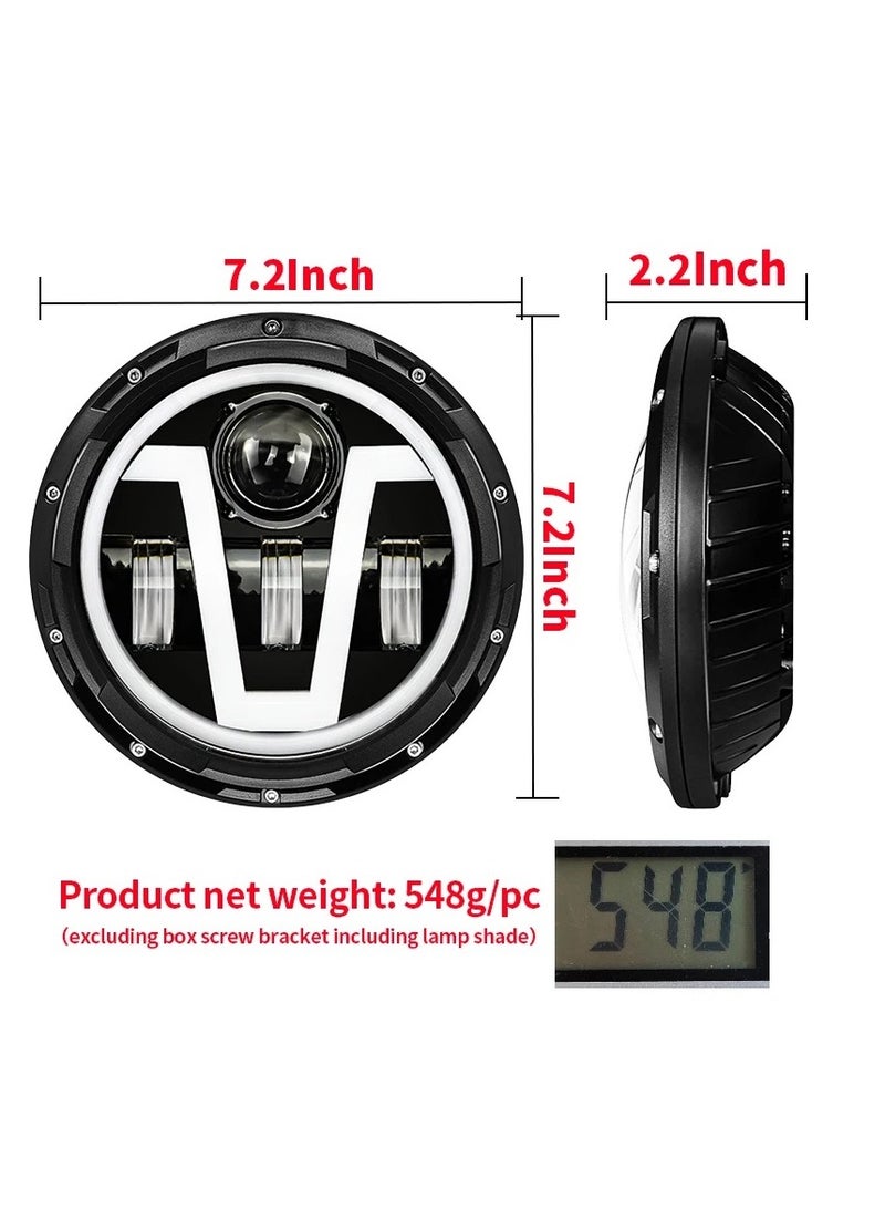 gz auto GZ AUTO 7 Inch LED Jeep Headlights with V Type Halo Ring & Amber Turn Signal Lights - High/Low Beam for Jeep Wrangler JK TJ LJ CJ - Waterproof, Easy Installation, 5000LM High Beam  - Image 4