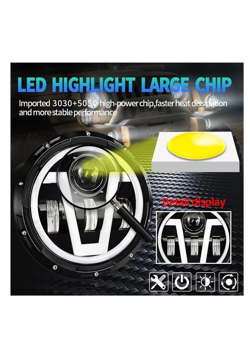 gz auto GZ AUTO 7 Inch LED Jeep Headlights with V Type Halo Ring & Amber Turn Signal Lights - High/Low Beam for Jeep Wrangler JK TJ LJ CJ - Waterproof, Easy Installation, 5000LM High Beam  - Image 5