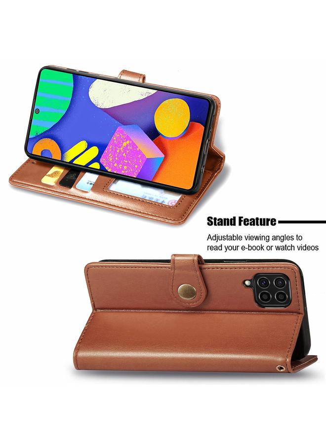 erorex Case For Samsung Galaxy F62 Solid Color Leather Buckle Phone Case with Lanyard & Photo Frame & Card Slot & Wallet & Stand Function - Image 4