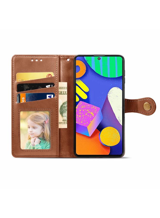 erorex Case For Samsung Galaxy F62 Solid Color Leather Buckle Phone Case with Lanyard & Photo Frame & Card Slot & Wallet & Stand Function - Image 3