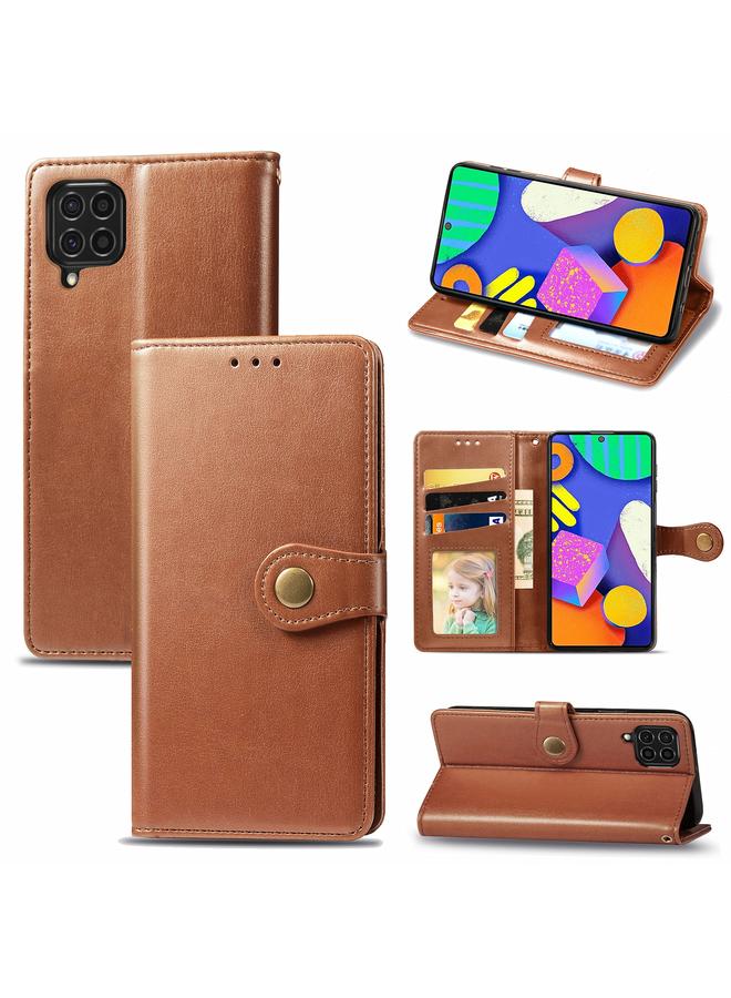 erorex Case For Samsung Galaxy F62 Solid Color Leather Buckle Phone Case with Lanyard & Photo Frame & Card Slot & Wallet & Stand Function - Image 1