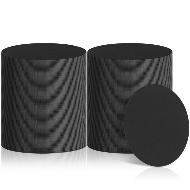 TaoBary 200 Pcs Disposable Paper Bar Coasters Bulk 4 Inch Cardboard Coasters Blank for Drinks DIY Crafts Arts Wedding Black