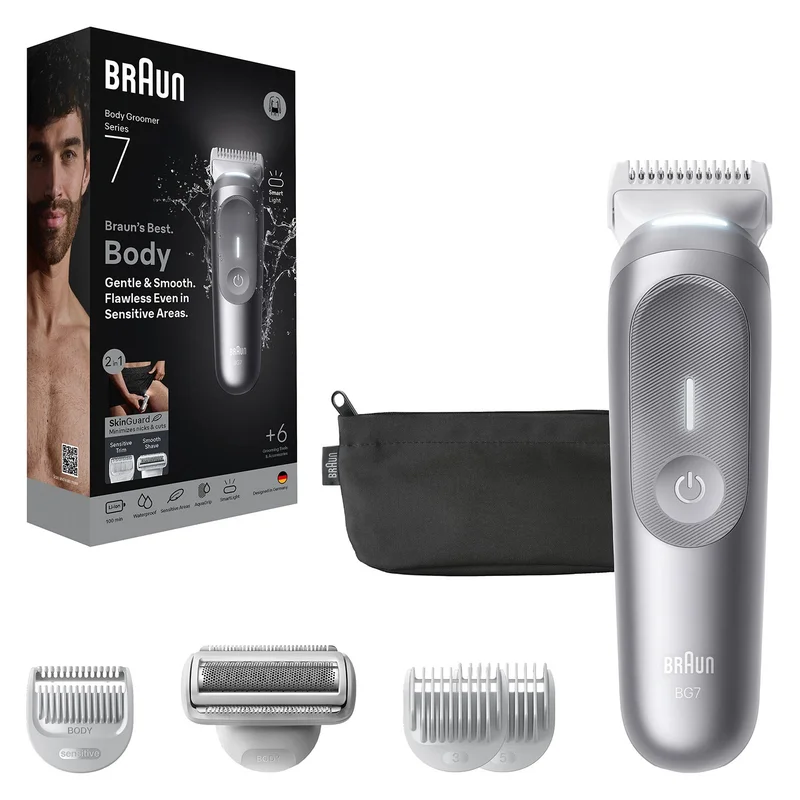 Braun Series 7 Body Groomer, 2 in 1 Ultimate Gentle & Precise Full-Body Grooming For Men, +6 Grooming Tools & Accessories - BG 7550