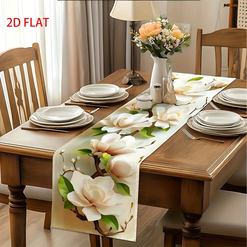 Magnolia Branches Table Runner 13x48 Inch Spring Floral Decor For Dining - Image 4
