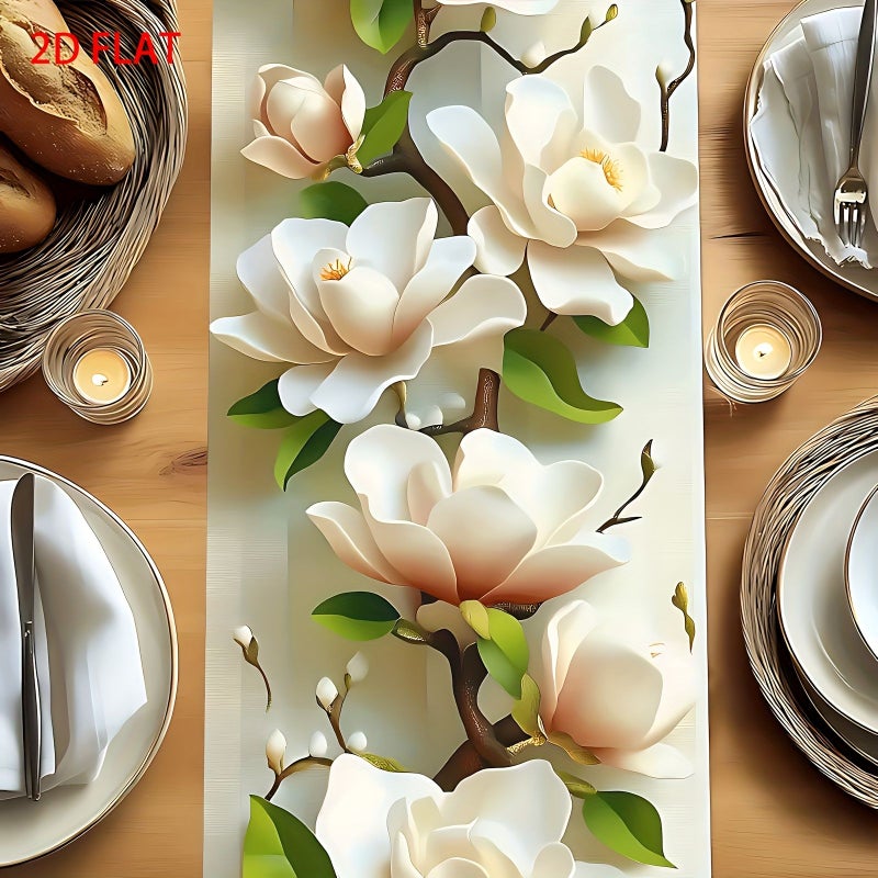 Magnolia Branches Table Runner 13x48 Inch Spring Floral Decor For Dining - Image 5