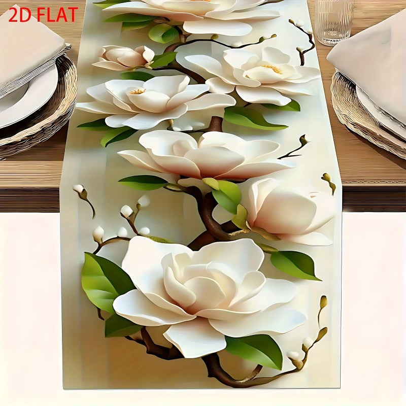 Magnolia Branches Table Runner 13x48 Inch Spring Floral Decor For Dining - Image 1
