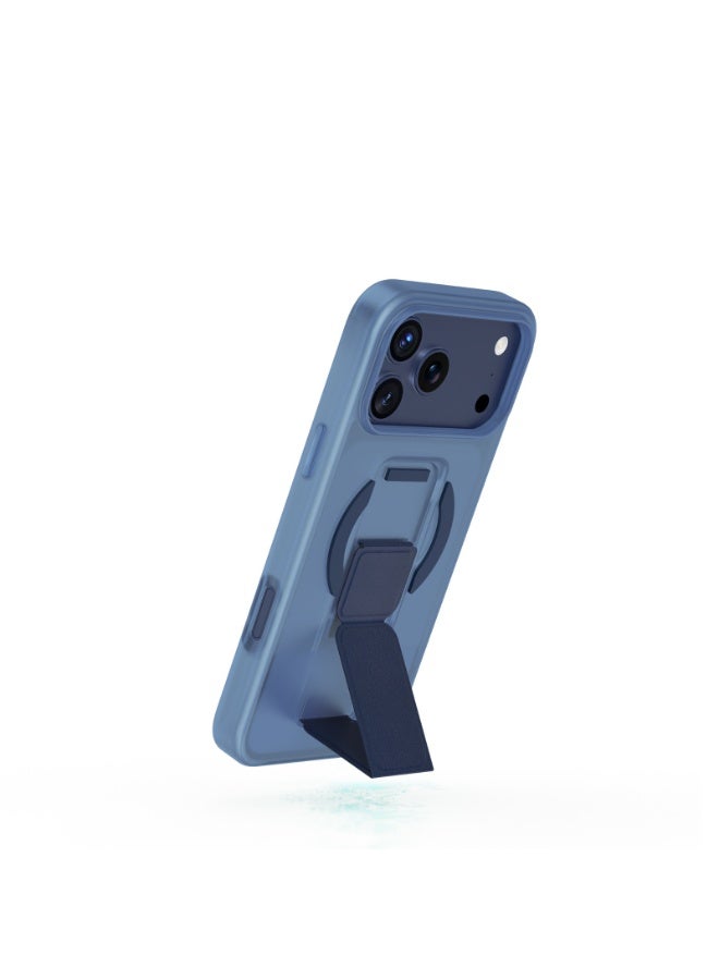 GREEN LION iPhone 17 Pro Max MagSafe Case GRIP 360 Back Cover / Leather Grip Strap / Foldable Stand / Strong Magnets / Drop Protection / Camera Protection / Scratch Resistant - Blue Titanium - Image 2